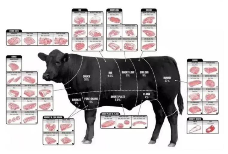 最全的牛部位分割图各部件！建议收藏！